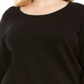 Karen Scott Women's Plus Cotton Contrast Trim Crewneck Sweater Black Size 0X