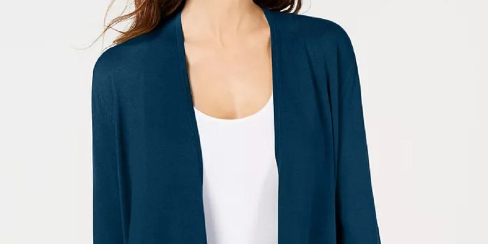 Alfani Women's Tie-Sleeve Cardigan Blue Size Large