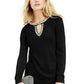 INC International Concepts Women's Plus Embellished Keyhole Sweater Black Size -0X