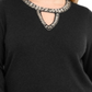 INC International Concepts Women's Plus Embellished Keyhole Sweater Black Size -0X