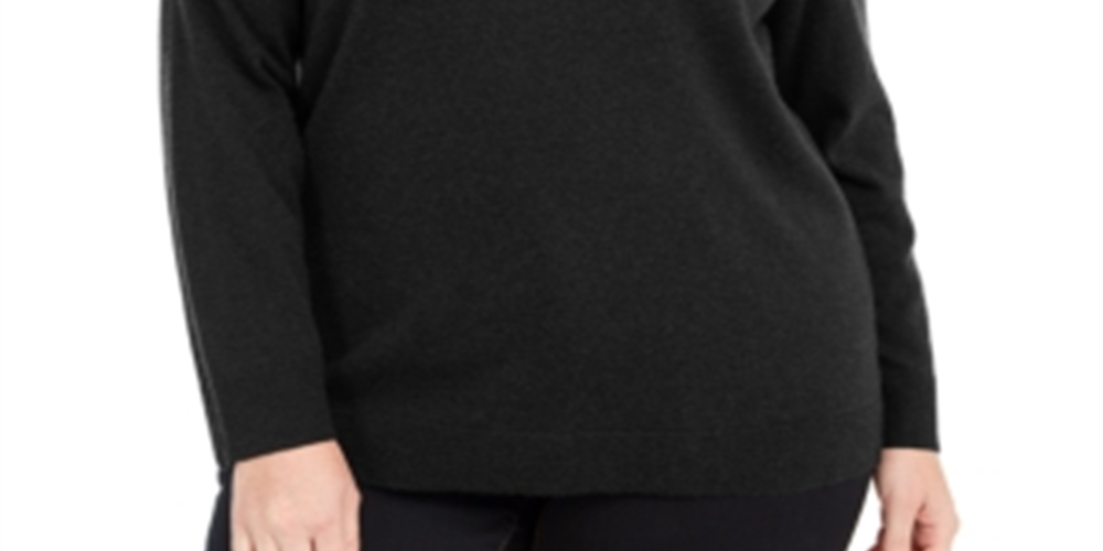 INC International Concepts Women's Plus Embellished Keyhole Sweater Black Size -0X