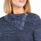 Style & Co Women's Curved Hem Long Sleeve Turtle Neck Sweater Blue Size Petite Medium