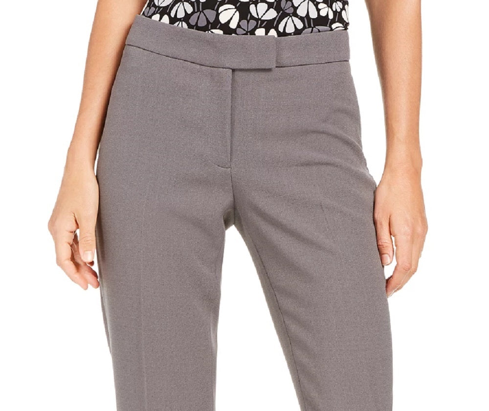 Anne Klein Women's Slim Fit Flat Front Pants Gray Size 12