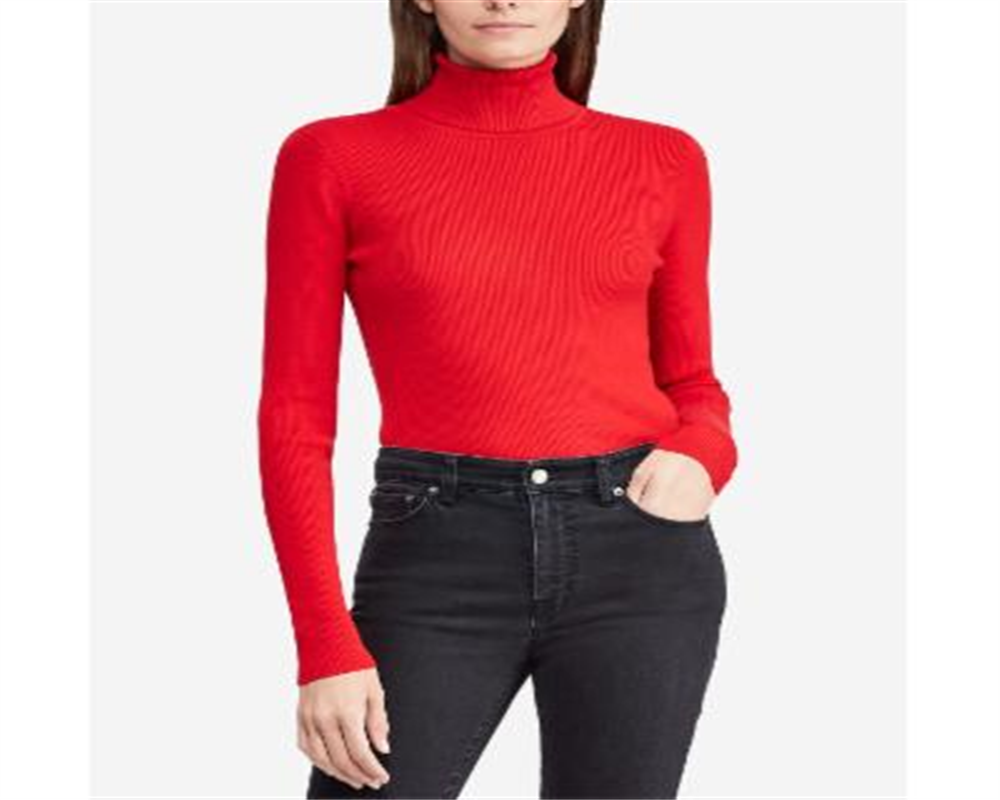 Ralph Lauren Women's Ribbed Turtleneck Sweater Black-White Stripes Size Small
