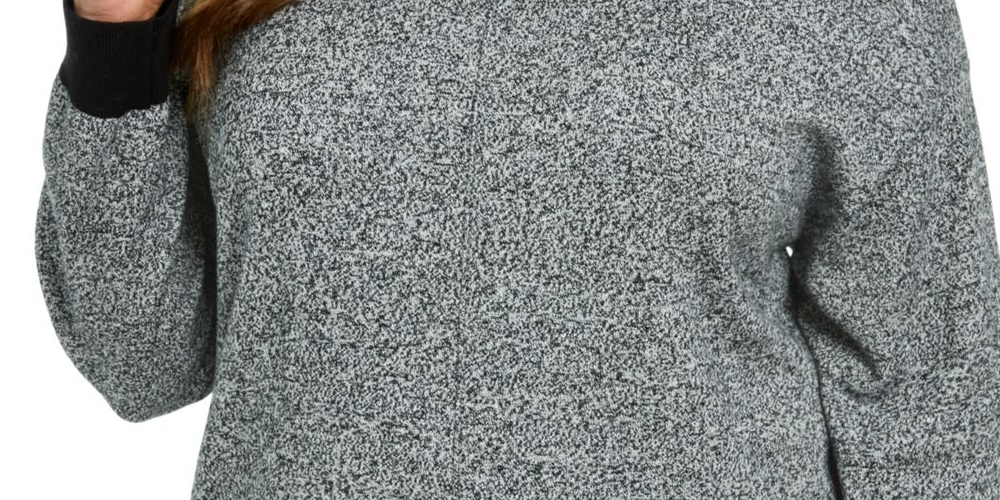 Karen Scott Women's Plus Erin Heathered Mock Neck Sweater Gray Size 0X