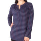 NY Collection Women's Petite Printed Henley Top Navy Size Medium