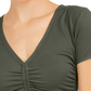 Bar III Women's Ruched Knit T-Shirt -Green Size S