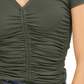 Bar III Women's Ruched Knit T-Shirt -Green Size S