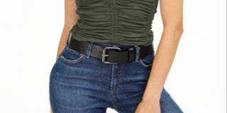 Bar III Women's Ruched Knit T-Shirt -Green Size S