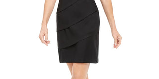 Connected Women's Embroidered & Tiered Sheath Dress Gold Size 10 Petite