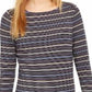 Anne Klein Women's Blue Striped Long Sleeve Jewel Neck Top Blue Size X-Large