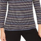 Anne Klein Women's Blue Striped Long Sleeve Jewel Neck Top Blue Size X-Large