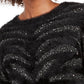 Bar III Women's Black Sequined Animal Print Long Sleeve Jewel Neck Sweater Black Size Small