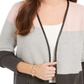 Charter Club Women's Color Block Long Sleeve Open Cardigan T-Shirt Sweater Gray Size Petite Small