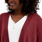 JM Collection Women's Textured Hem Cascade-Front Cardigan Red Size X-Large