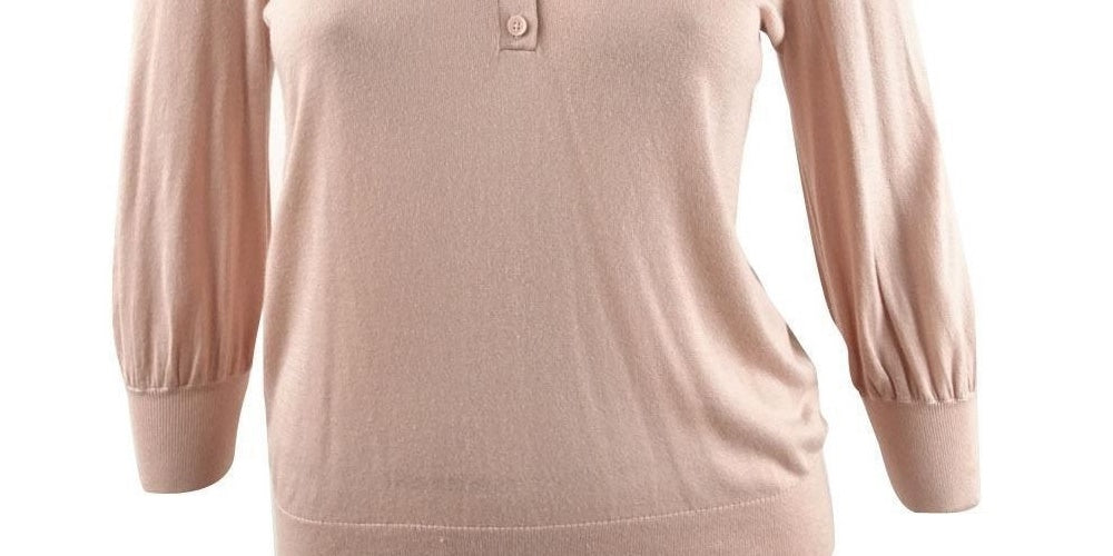 Ralph Lauren Women's 3/4 Sleeve Top L Pink Macaroon Pink Size Large