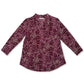 Charter Club Women's V-Neck Printed Three-Quarter-Sleeve Top Purple Size Small