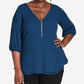 City Chic Women's Plus Sexy Fling Zip Front Top Blue Size 20W