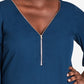 City Chic Women's Plus Sexy Fling Zip Front Top Blue Size 20W