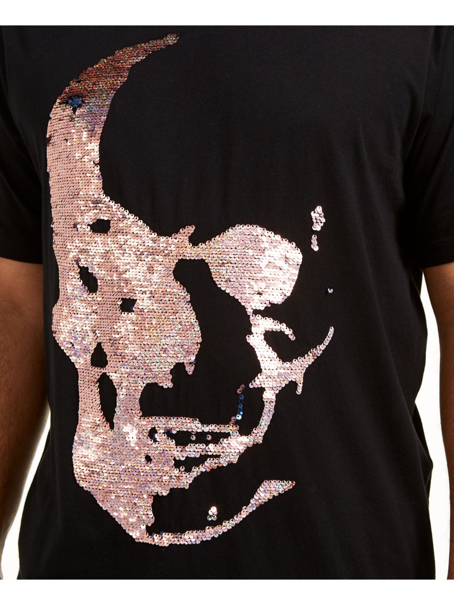 INC International Concepts Men's Sequined Graphic T-Shirt Black Size 3X