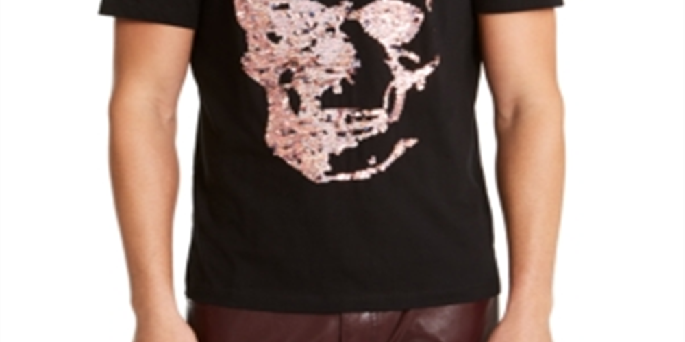 INC International Concepts Men's Sequined Graphic T-Shirt Black Size 3X