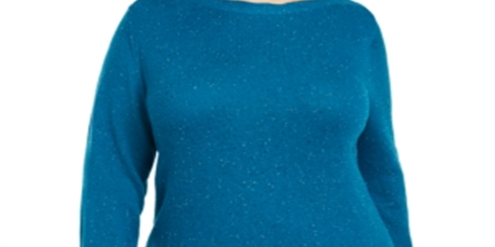 Karen Scott Women's Plus Speckled Boatneck Tunic Sweater Black Size 4X