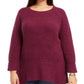 Style & Co Women's Plus Angled Sides Cuffed Sleves Crewneck Sweater Purple Size 0X