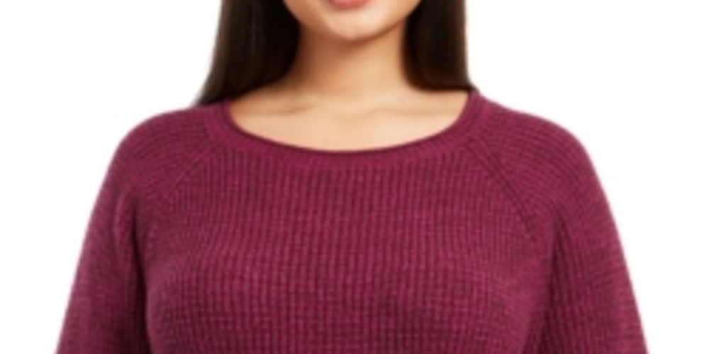 Style & Co Women's Plus Angled Sides Cuffed Sleves Crewneck Sweater Purple Size 0X