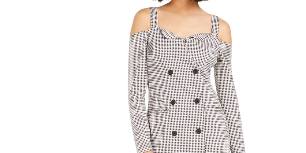 Marciano Women's Houndstooth Mini Sheath Dress Black Size XX-Small