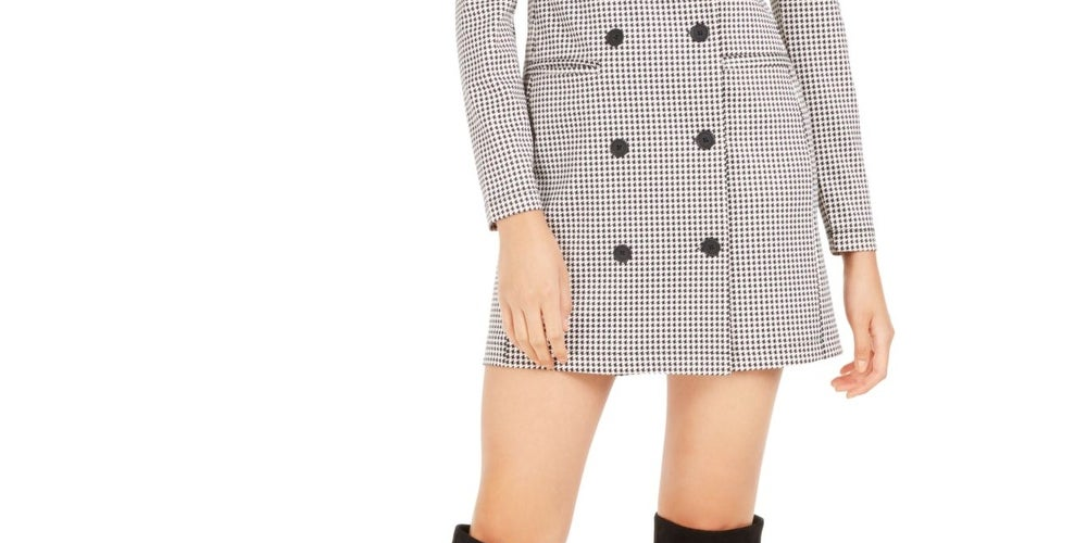 Marciano Women's Houndstooth Mini Sheath Dress Black Size XX-Small