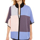 Anne Klein Women's Gray Color Block Kimono Sleeve Jewel Neck Top Charcoal Size Large
