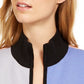 Anne Klein Women's Gray Color Block Kimono Sleeve Jewel Neck Top Charcoal Size Large