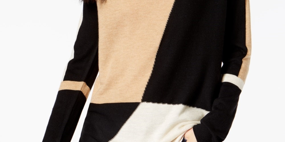 INC International Concepts Women's Colorblocked Sweater Brown Size XX-Large