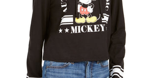 Disney Juniors' Mickey Mouse Graphic Hoodie Black Size X-Small