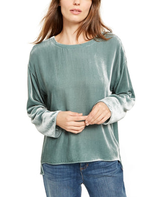 Eileen Fisher Women's Boat Neck High Low Top Green Size Petite Medium