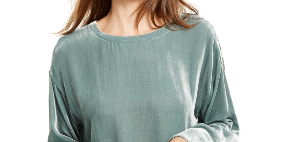 Eileen Fisher Women's Boat Neck High Low Top Green Size Petite Medium