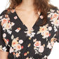 Planet Gold Junior's ' Smocked Floral Print Top Black Size Large