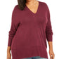 Style & Co Women's Drop Sleeve Marled Tunic Red Size 1X