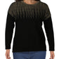 Alfani Women's Metallic Detail Vented Hem Sweater Black Size Petite 16