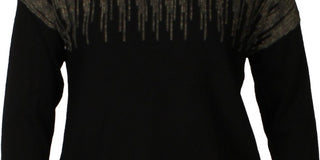Alfani Women's Metallic Detail Vented Hem Sweater Black Size Petite 16