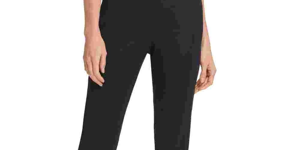 DKNY Women's Faux Leather Trim Straight Leg Trousers Black Size 6