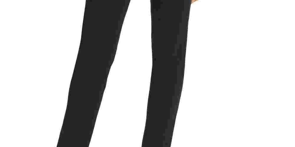 DKNY Women's Faux Leather Trim Straight Leg Trousers Black Size 6