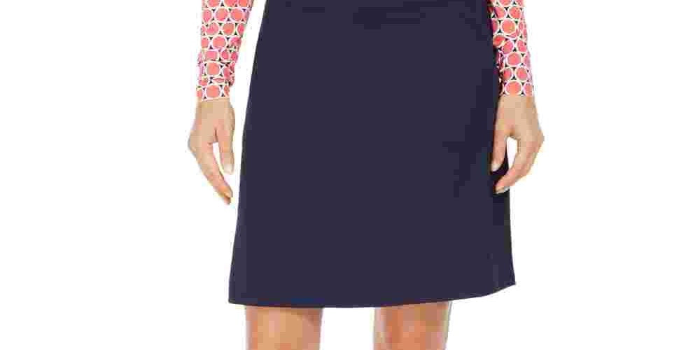 Charter Club Women's Solid Above The Knee A Line Wear To Work Skirt Blue Size Medium