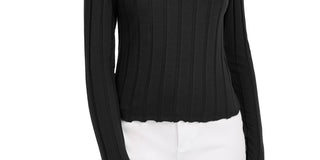 Kit & Sky Women's Ribbed Mock Neck Top Black Size Large