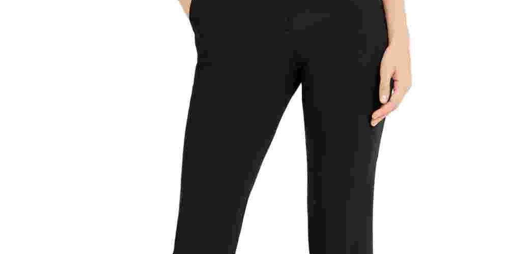 Alfani Women's Split Hem High Rise Bootcut Pants Black Size 6