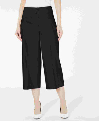 Alfani Women's Wide Leg Linen Pants Black Size 2 Petite