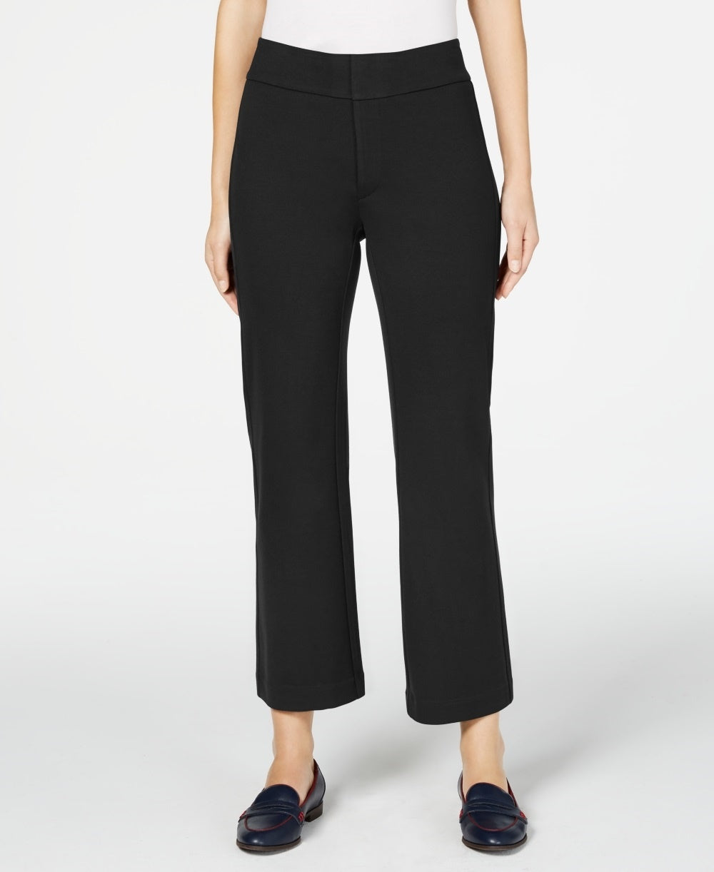 Charter Club Women's Cropped Wide Leg Pants Black Size 14