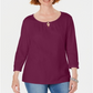Karen Scott Women's Three Quarter Sleeve Top Purple  Size X-Large