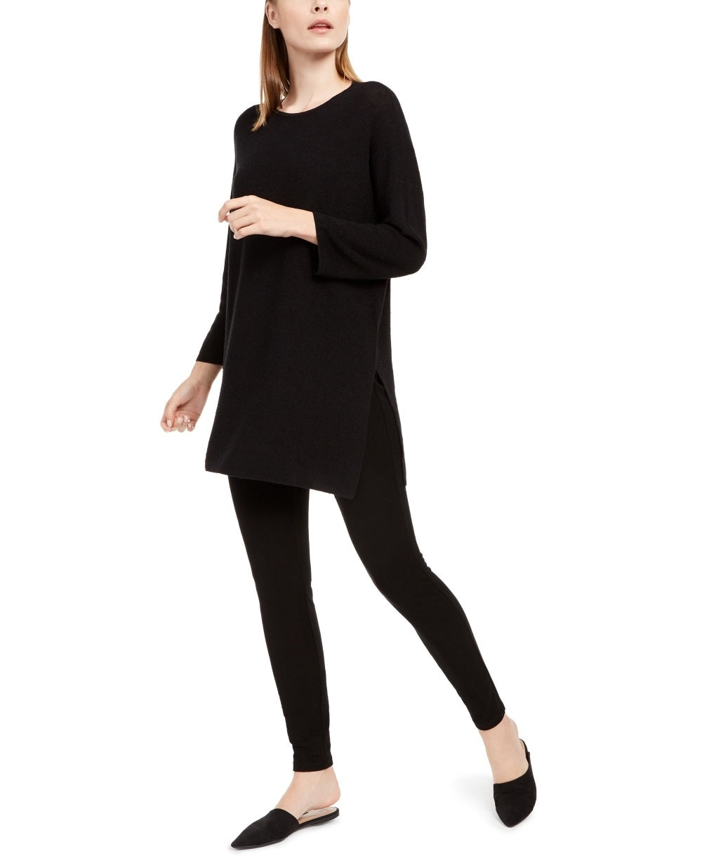 Eileen Fisher Women's Organic Linen Blend Tunic Sweater Black Size XX-Small