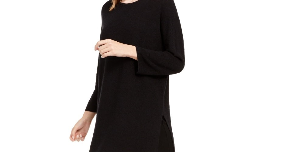 Eileen Fisher Women's Organic Linen Blend Tunic Sweater Black Size XX-Small